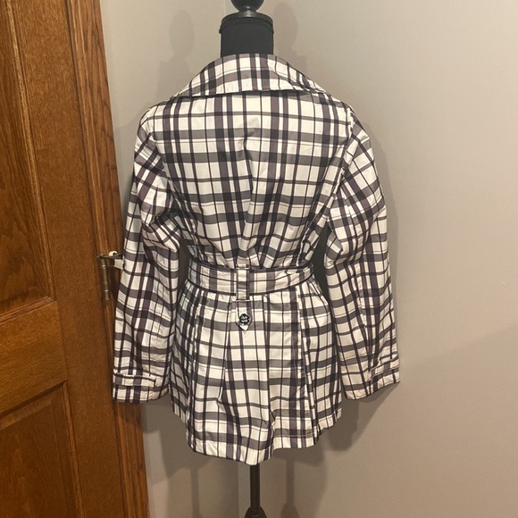 Black & White Plaid Rain Coat - Picture 2 of 6